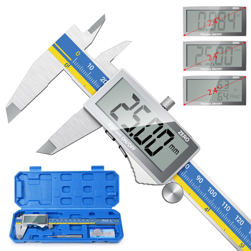 [Australia - AusPower] - Preciva Digital Caliper, Stainless Steel Vernier Caliper Digital, Micrometer Calipers with Large LCD Screen, Auto-Off Feature, Inch Millimet Conversion, 6 Inch Caliper Tools for DIY/Household cr2032 