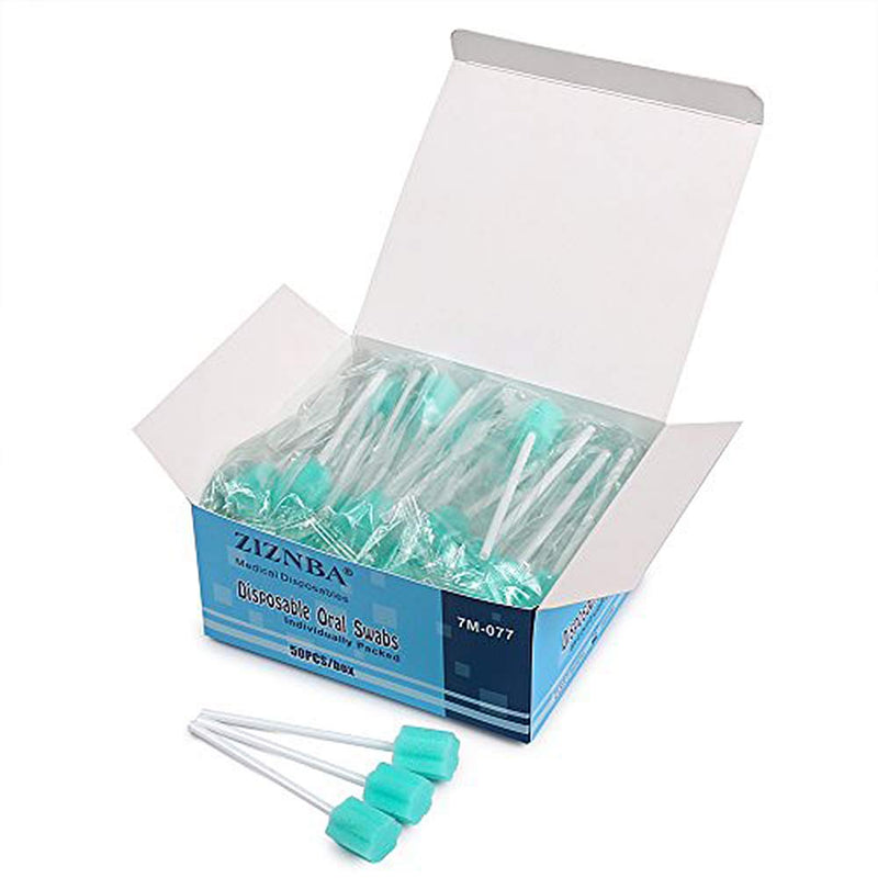 [Australia - AusPower] - Disposable Mouth Swabs Sponge - Unflavored & Sterile Oral Swabs Dental Swabsticks for Mouth Cleaning (50PCS? 50sky blue 
