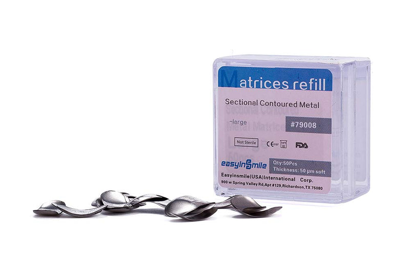[Australia - AusPower] - 50Pcs Dental 50?m Sectional Contoured Metal Matrices Matrix Refill (Large) Large 