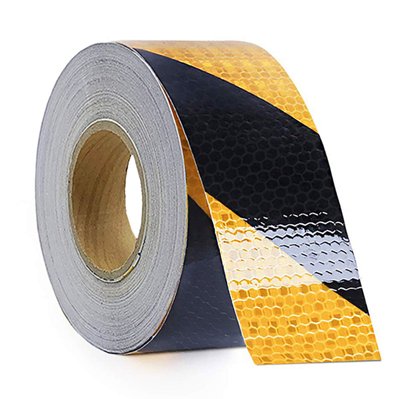 Waterproof Reflective Safety Tape Roll 2"X150' Yellow Black Striped Floor Marking Tape Hazard Caution Warning Tape Auto Truck Self-adhesive Safety Sticker Strips for Wall Factory Trailer Vehicle Yellow&Black-Honeycomb