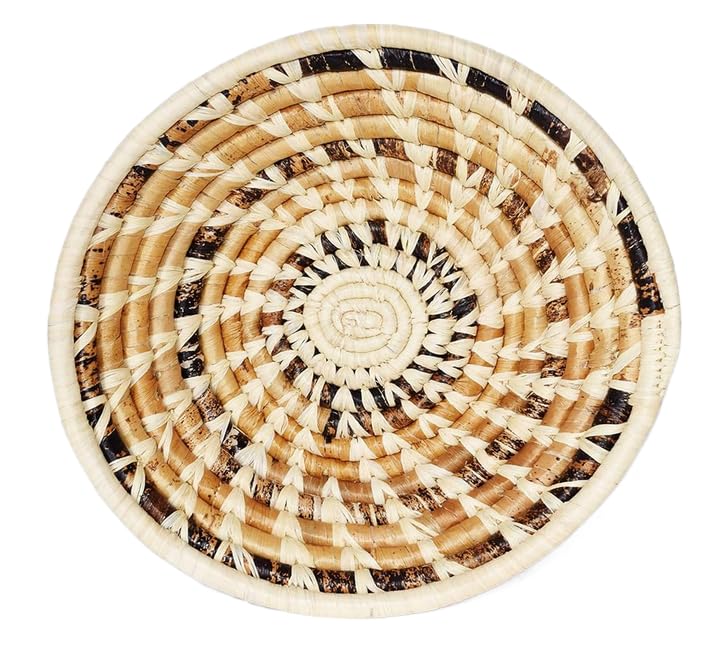 Tembo Crafts Africa - Handmade Basket Uganda - Made of Sisal & Banana Fiber - 8 Inches Diameter - Natural Colors, SRB105