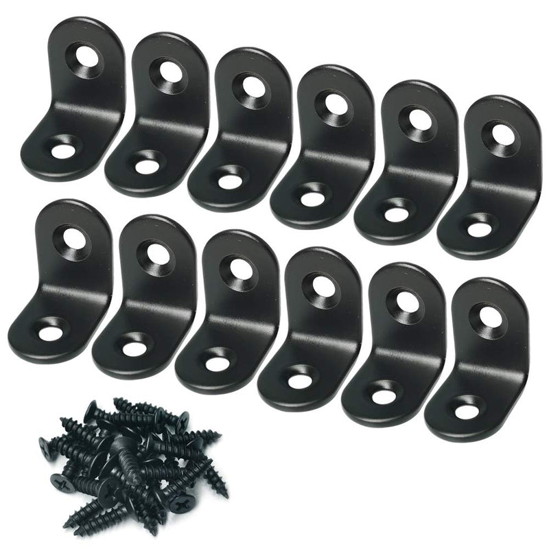 [Australia - AusPower] - Corner Brace Alamic Right Angle Bracket Stainless Steel Black Corner Braces Joint Right Angle Bracket Shelf Bracket with Screws 20 x 20mm - 12 Pcs 20x20mm 