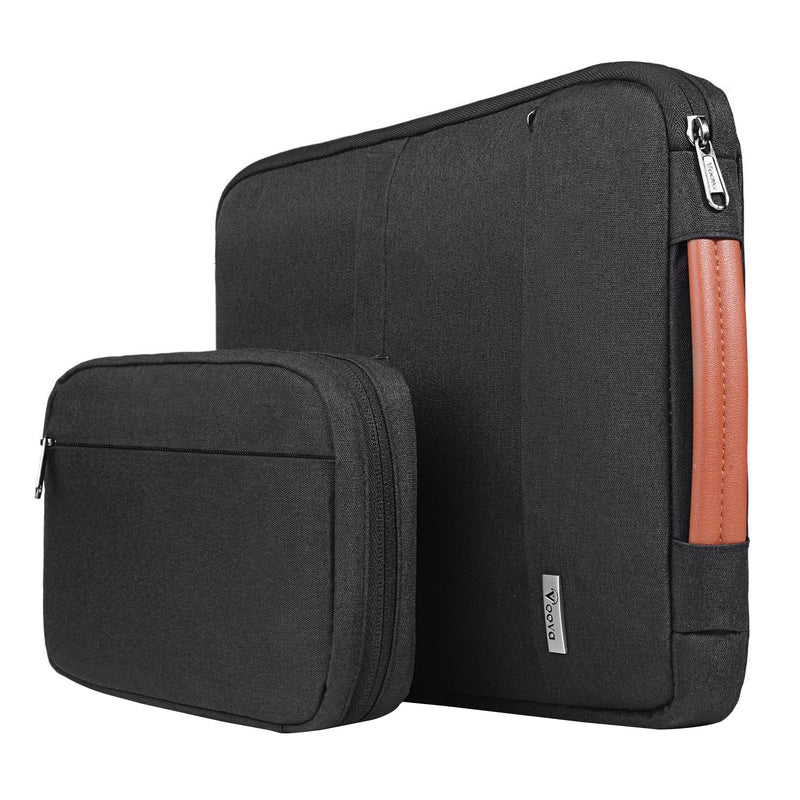 [Australia - AusPower] - Voova Laptop Sleeve Case 15.6 Inch Compatible with MacBook Pro 15, New MacBook Pro 16 M1 Pro/Max, 15-16" Microsoft Hp Lenovo Dell Acer Asus, 2 in 1 Waterproof Computer Bag with Detachable Pouch, Black 15-16 Inch (15.7 x 11.8 x 1.2 in) 