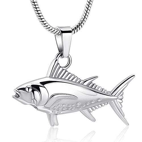 Imrsanl Fish Urn Necklaces Cremation Jewelry for Ashes Silver