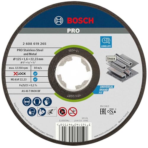 Bosch Professional Expert Straight Cutting Disc (for Inox, X-LOCK, Diameter 125 mm, Bore Diameter: 22.23 mm, Thickness: 1.6 mm) Ø 125 mm 1 piece
