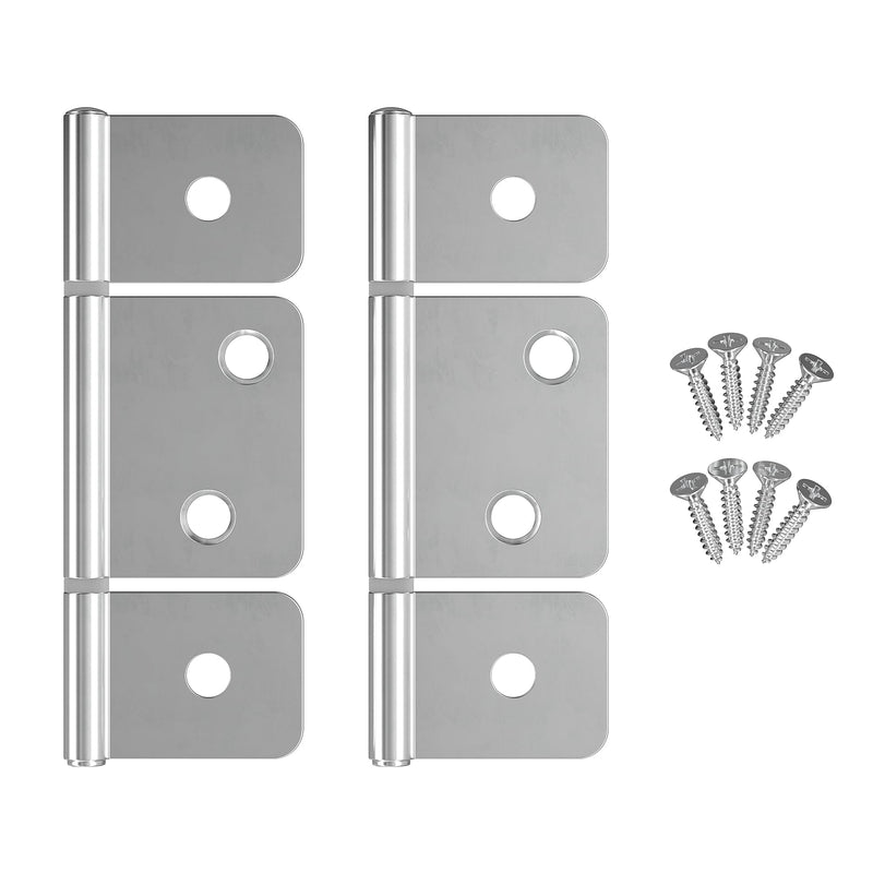 3-1/2" Chrome 3-Leaf Flag Hinges - Pack of 20 - Non-Mortise Hinges for Bi-Fold, Shutter and Cabinet Doors in Mobile Homes, Campers, Trailers - Furniture Hardware - NH8-SCH (10) 10