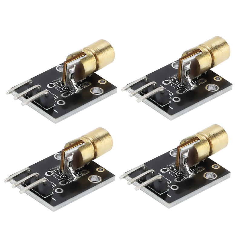[Australia - AusPower] - 4 Pcs 3 Pin 650nm Red Laser Transmitter Module Dot Diode Copper Head Sensor Module for Laser Sensor Projects 