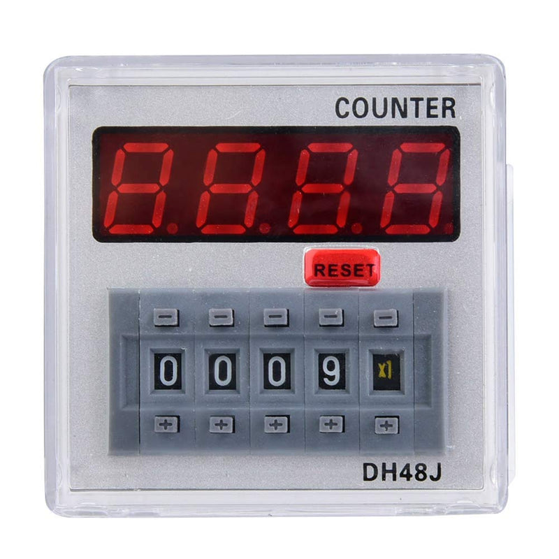 DH48J-A Digital Counter Relay, LED Display, 1-999900 Counting Range, 11-Pin, 24V AC/DC | Wide counting range for different applications, clear LED display, durable ABS housing, transparent cover for protection 24VAC/DC
