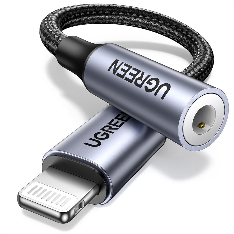 [Australia - AusPower] - UGREEN Headphone Adapter Lightning to 3.5mm Adapter Apple MFi Certified Aux Audio Jack Dongle Compatible with iPhone 14 Pro Max/14 Plus/13 12 Pro Max/SE/11 Pro Max/XS, Grey 