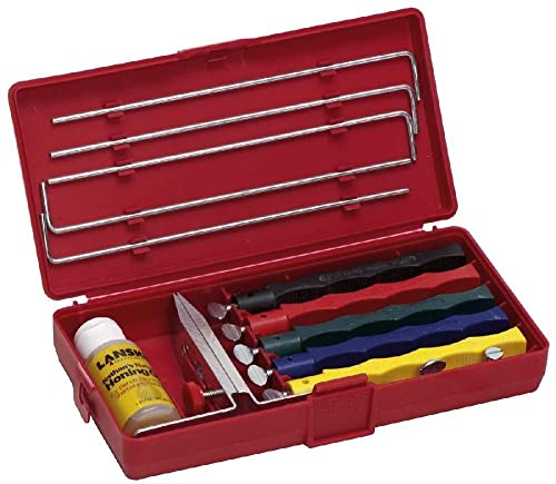 Lansky Deluxe 5-Stone Controlled-Angle Precision Knife Sharpening System with Honing Oil and Storage Case