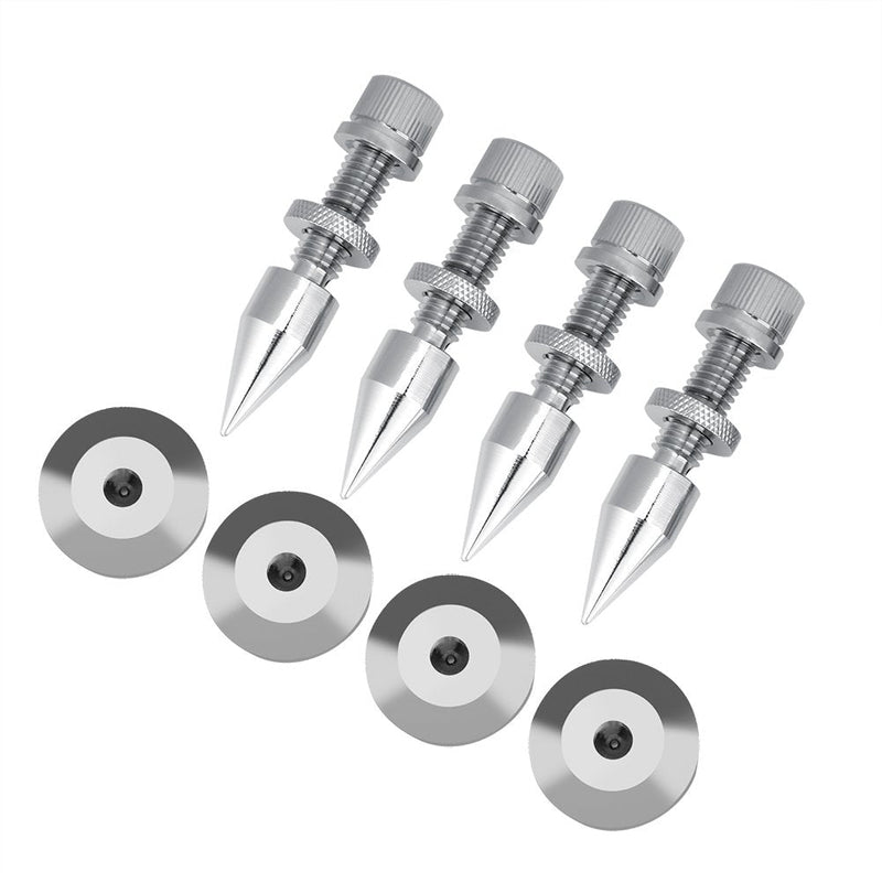 [Australia - AusPower] - 4Pcs Speaker Spikes, Isolation Foot Pads for HiFi Speaker, Made of Copper, Good-Looking, High Gloss, Anti-Scratches, Shockproof, Silver 