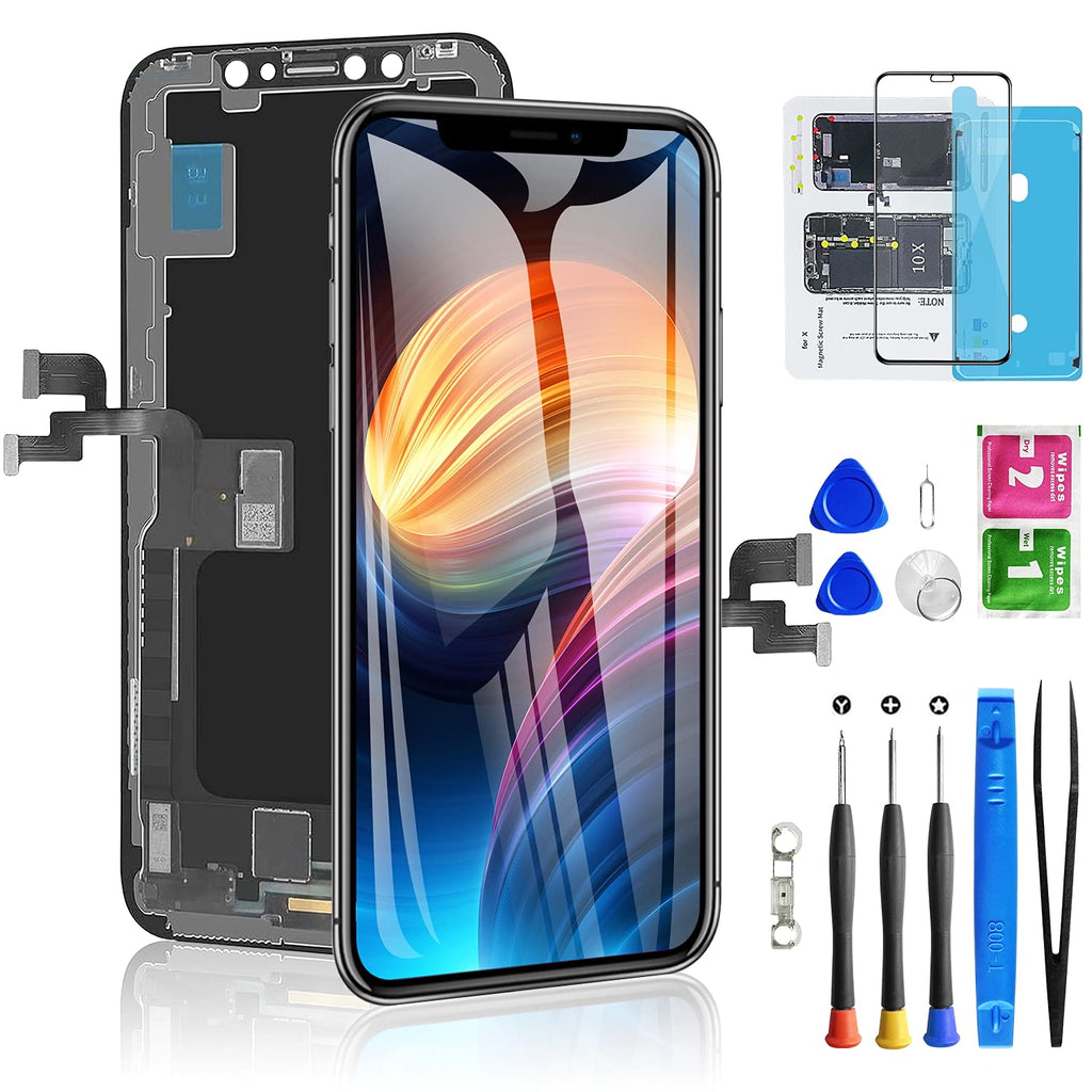 [Australia - AusPower] - for iPhone X Screen Replacement LCD 5.8 inch with 3D Touch Screen Display Digitizer Assembly Set for A1865,A1901,A1902 w/Repair Tools Kit+ Waterproof Frame Adhesive Sticker+Screen Tempered Protector 