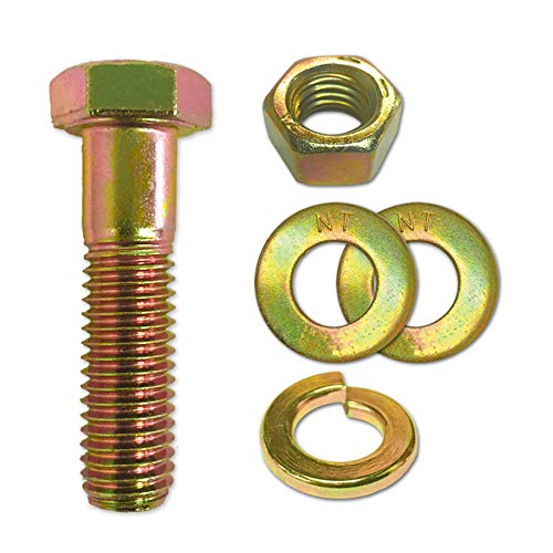 [Australia - AusPower] - (2 Sets) 1/2-13x3 Grade 8 Hex Cap Bolts Screws, Nuts, Flat & Lock Washers Yellow One Size 