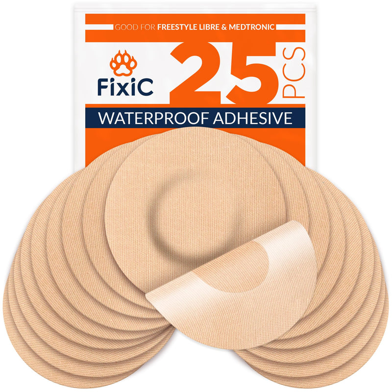 [Australia - AusPower] - Fixic Freestyle Adhesive Patch 25 PCS  Good for Libre 1, 2, 3  Enlite  Guardian  NO Glue in The Center of The Patch  Pre-Cut Back Paper  Long Fixation for Your Sensor! (Tan) Tan | All Libre 