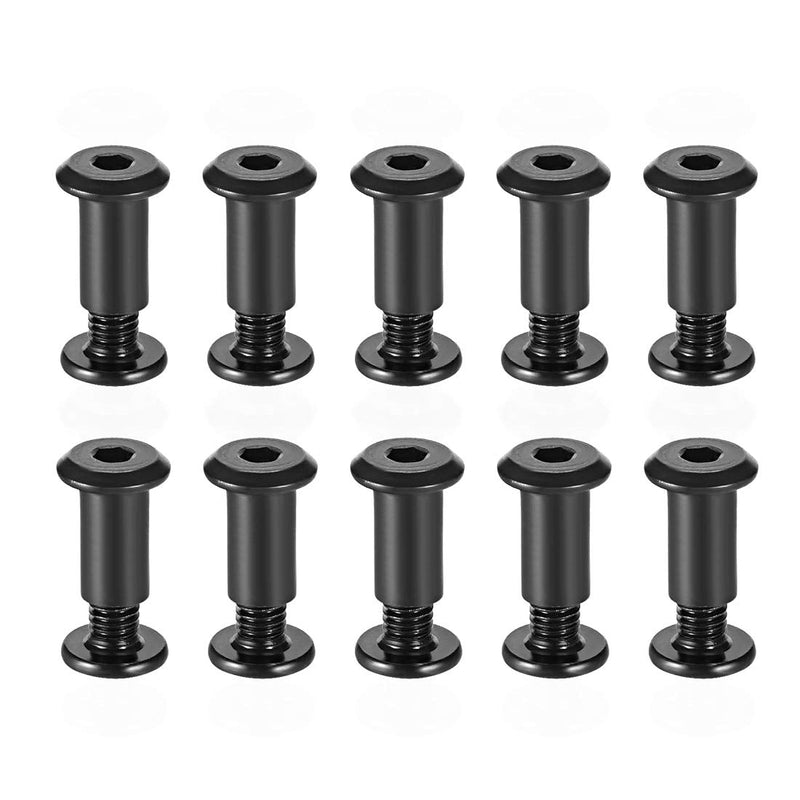 [Australia - AusPower] - uxcell Screw Post Fit for 5/16"(8mm) Hole Dia, Male M6x10mm Belt Buckle Binding Bolts Leather Fastener Carbon Steel Black 10 Sets 10mm 