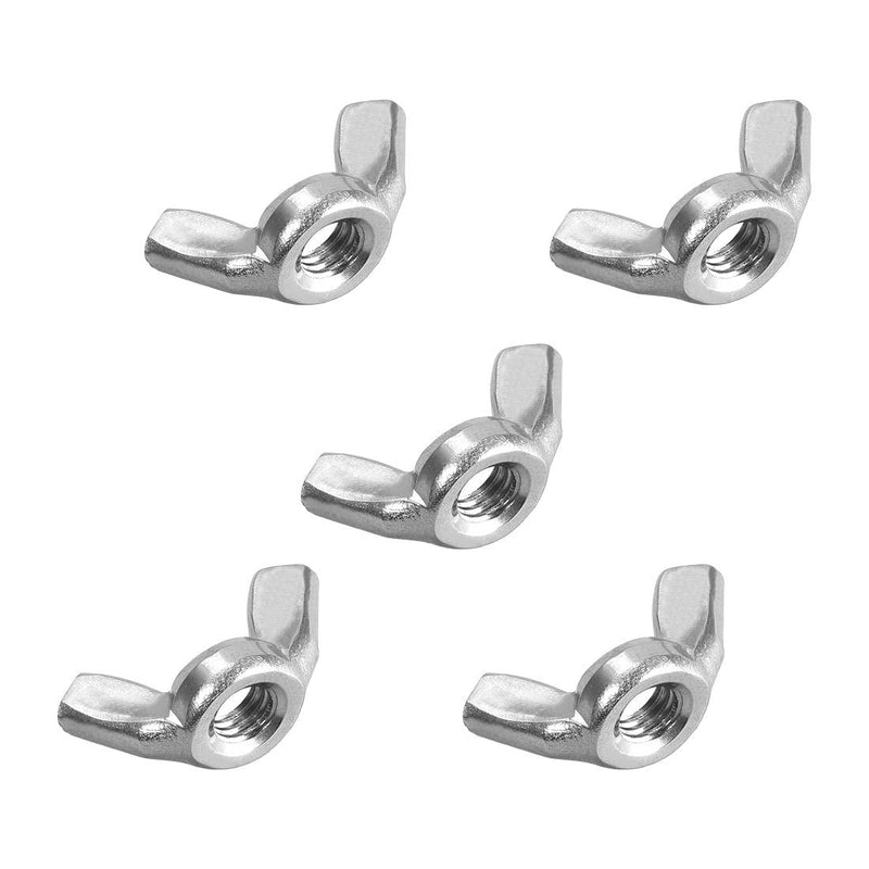 [Australia - AusPower] - uxcell M6 Wing Nuts, Stainless Steel 201 Fasteners Parts Hurrican Screws Hand Twist Tighten Ear Butterfly Nut, 5pcs 5 