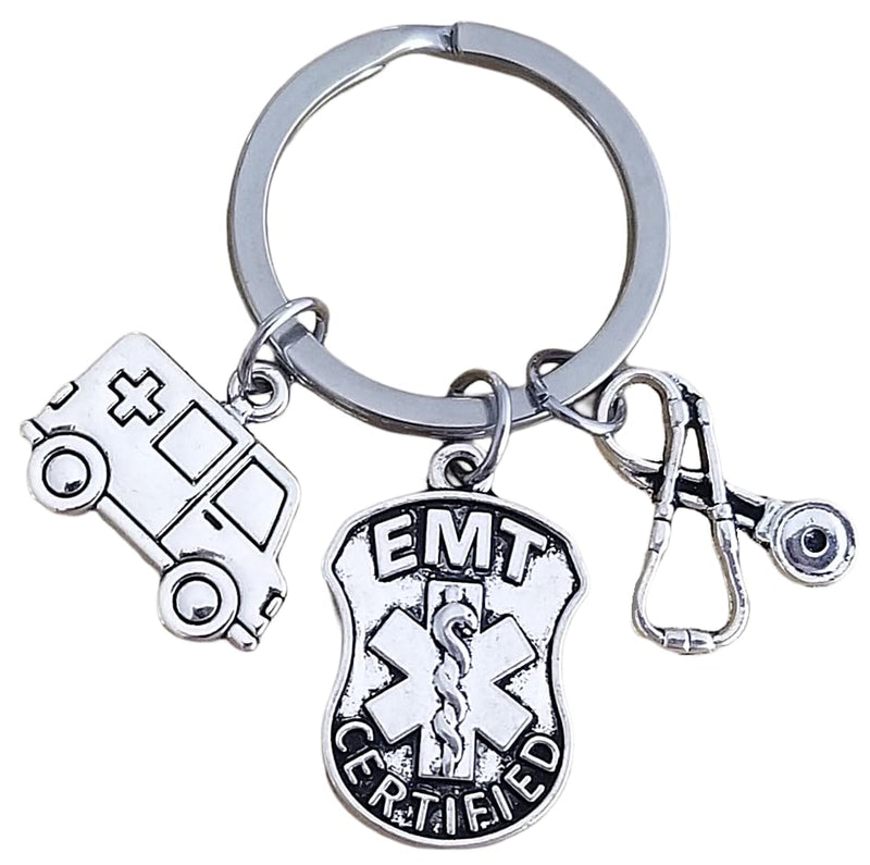 [Australia - AusPower] - Kit's Kiss EMT Emergency Medical Technician Keychain Ambulance Stethoscope Caduceus Medical Symbol EMT Graduation Gift 