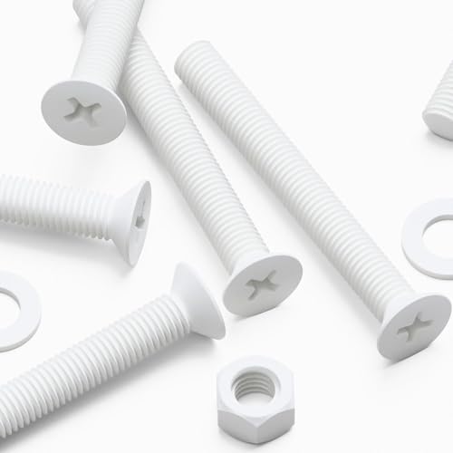20x white PP plastic countersunk screws and bolts M5 x 40mm with nuts and washers by Caterpillar Red