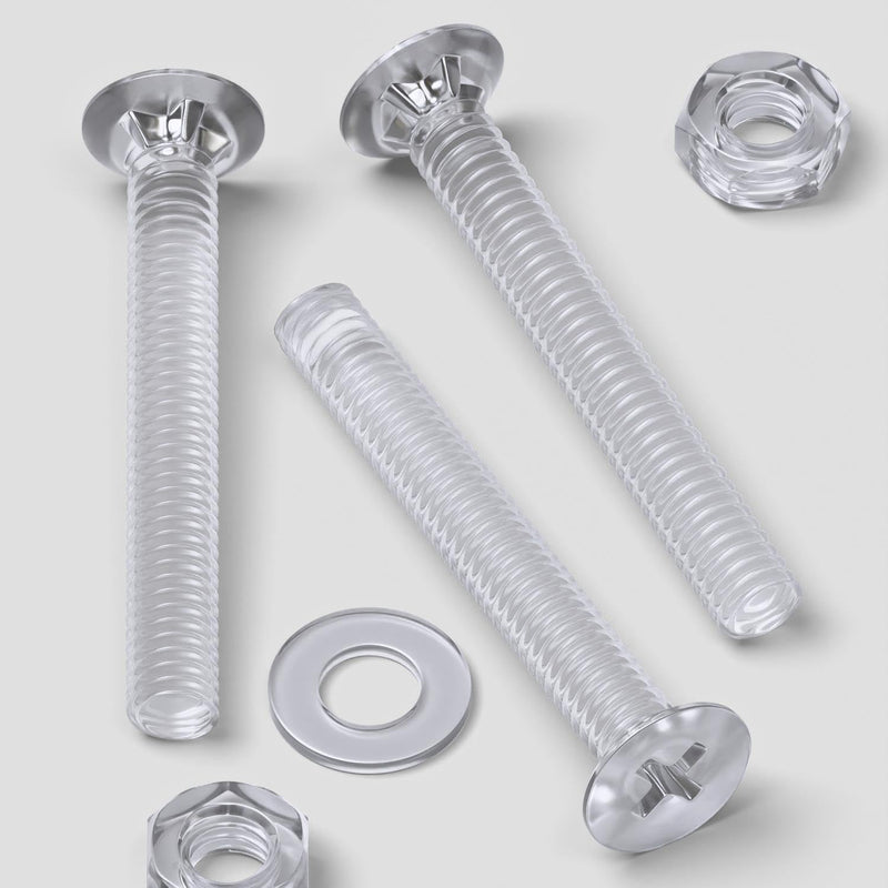 [Australia - AusPower] - 50 x Crosshead Countersunk Screws Nuts and Bolts, Transparent Clear Plastic Acrylic, M4 x 30mm - Acrylic Plastic Screws, (5/32 x 1 3/16 in) 