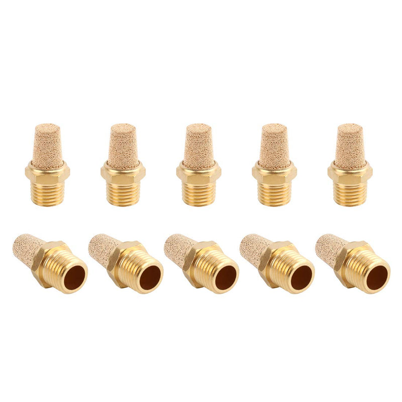 [Australia - AusPower] - SNS PST-N02 Male Thread 1/4 NPT Brass Pneumatic Exhaust Muffler Silencer 10 PCS Per Pack 