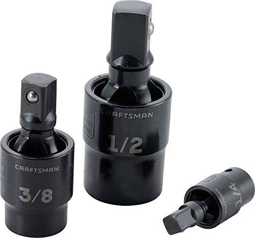 CRAFTSMAN 3-piece universal joint socket set, impact rated, 1/4-inch drive sockets