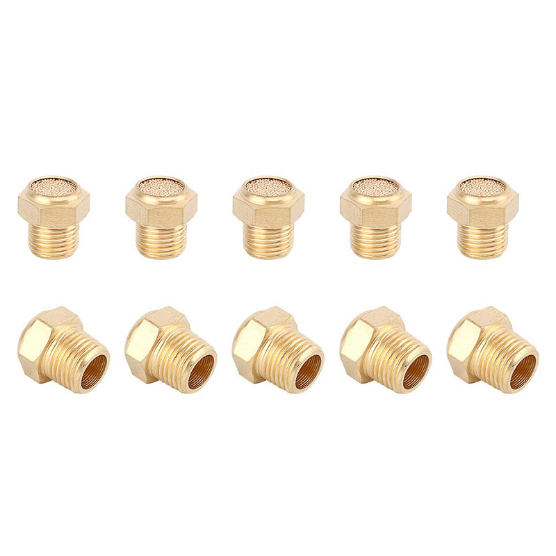 [Australia - AusPower] - SNS PSV-N01 Male Thread 1/8 NPT Brass Pneumatic Exhaust Muffler Silencer 10 PCS Per Pack 