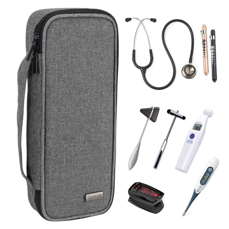[Australia - AusPower] - Teamoy Stethoscope Case Compatible with 3M Littmann, ADC, Omron Stethoscope, Stethoscope Carrying Case Travel Bag for Nurse Accessories, Gray 