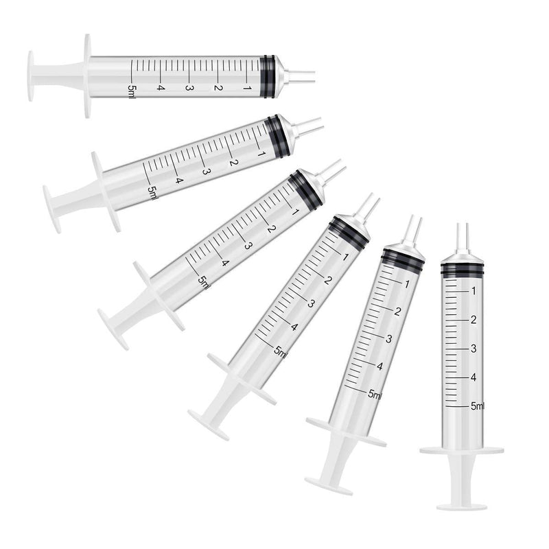 [Australia - AusPower] - 6 Pack  5ml Plastic Syringe with Measurement, No Needle Suitable for Refilling and Measuring Liquids, Feeding Pets, Oil or Glue Applicator 
