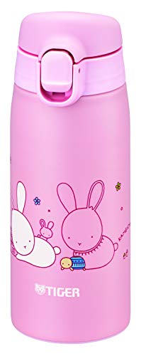 TIGER MCT-A035P Tiger Water Bottle, 11.8 fl oz (350 ml), Kameichido Mug, Stainless Steel Bottle, One-touch, Lightweight, Rabbit Rabbit (pink) 11.8 Ounces