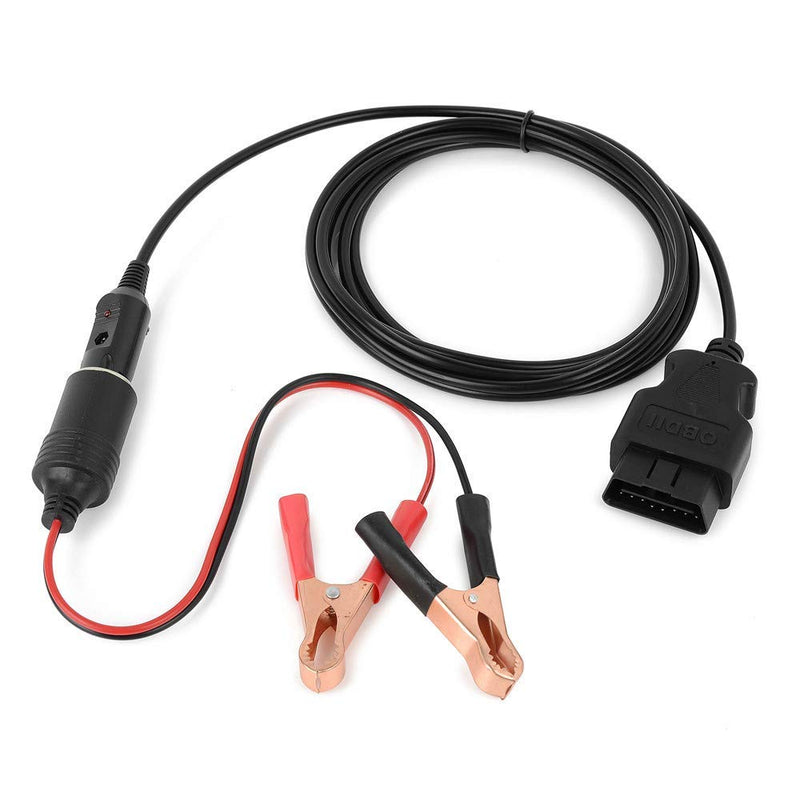 [Australia - AusPower] - 9.8Ft OBD II Vehicle Emergency Power Supply Cable Memory Saver with12V Alligator Clip-On Cigarette Lighter Power Socket 