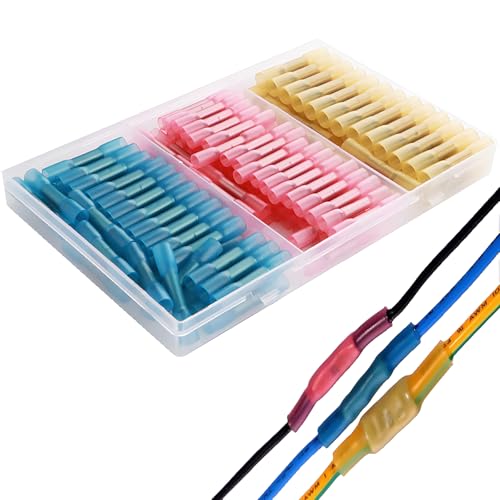 CESFONJER 16-14 AWG Waterproof Cable Connectors, Blue – Cable Connectors, Butt Connectors, Shrink Connectors, Cable Lugs, Crimp Connector Set, 40 Pieces Red, Blue, Yellow