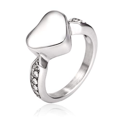 Heart Cremation Urn Ring Hold Loved Ones Ashes for Funeral Keepsake Gift Memorial Jewelry Silver 6