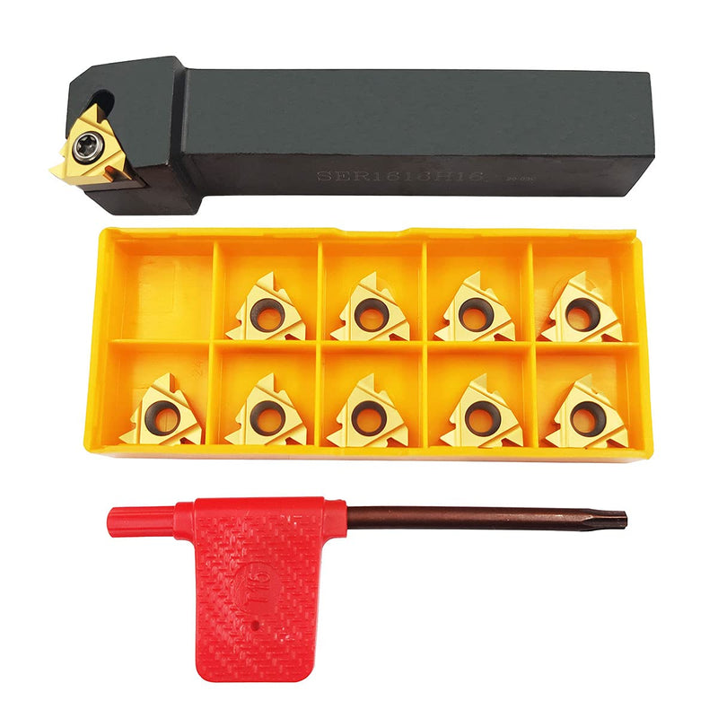[Australia - AusPower] - 5/8" 3/4" Lathe Tool Threading Insert Turning Tool Holder SER1616H16 SER2020K16 SER2525M16 with Indexable Threading Turning Insert 16ER AG60 Cutting Insert Blade (5/8" (16 * 16mm)) 5/8" (16*16mm) 
