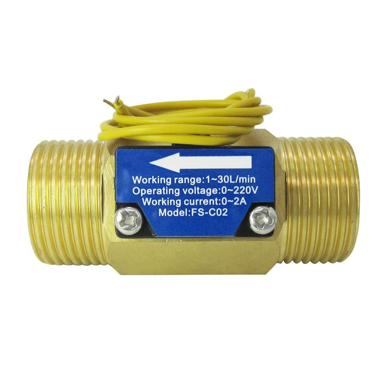 [Australia - AusPower] - DIGITEN FS-C02 G3/4" BSP Male Thread Brass Water Flow Switch 1-30L/min, 0-2A/ 0-220V(AC or DC) G3/4" Male Thread 