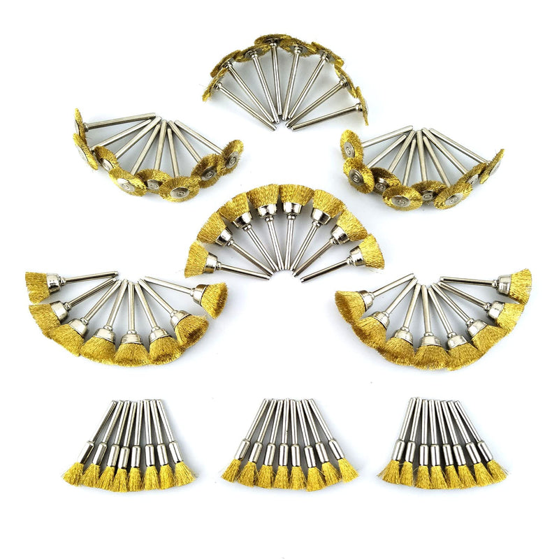 [Australia - AusPower] - Merryland Wire Brush Mini Brass Brush for Dremel 72 Pack, Pen Brush Wheel Brush Cup Brush 24 Pack for Each, Polish Brush End Brush Mini Rotary Tool Accessory, RMTA072C2 Brass Wheel Cup End Brush 72pcs 