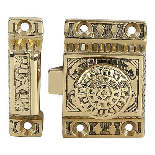 A29 Solid Brass Cabinet Latch, Latch for Cabinet Closet Kitchen Door Windsor Design, Handmade Polished Lacquered Finish, Antique Latch 1