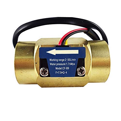 [Australia - AusPower] - DIGITEN G3/4" Brass Water Flow Sensor, Hall Effect Liquid Flow Meter Flowmeter Counter 2-50L/min G3/4 inch Female Thread 