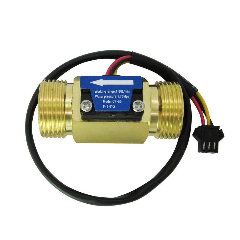 [Australia - AusPower] - SENSTREE G3/4" Brass Water Flow Sensor, Hall Effect Liquid Flow Meter Flowmeter Counter 1-30L/min G3/4 inch Male Thread 