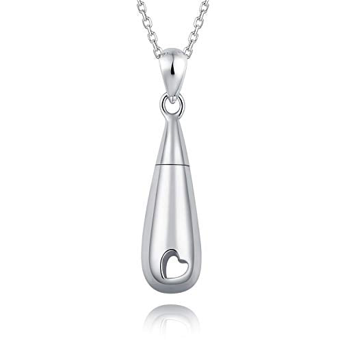 925 Sterling Silver Urn Pendant Necklace Teardrop Cremation Jewelry for Ashes Memorial Keepsake for Women