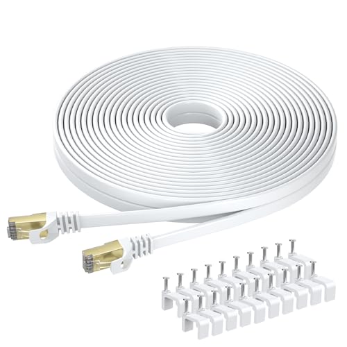 Cat7 Ethernet cable | High-speed Gigabit RJ45 patch cable, Internet flat band compatible with router, modem, PC, laptop 20 metres