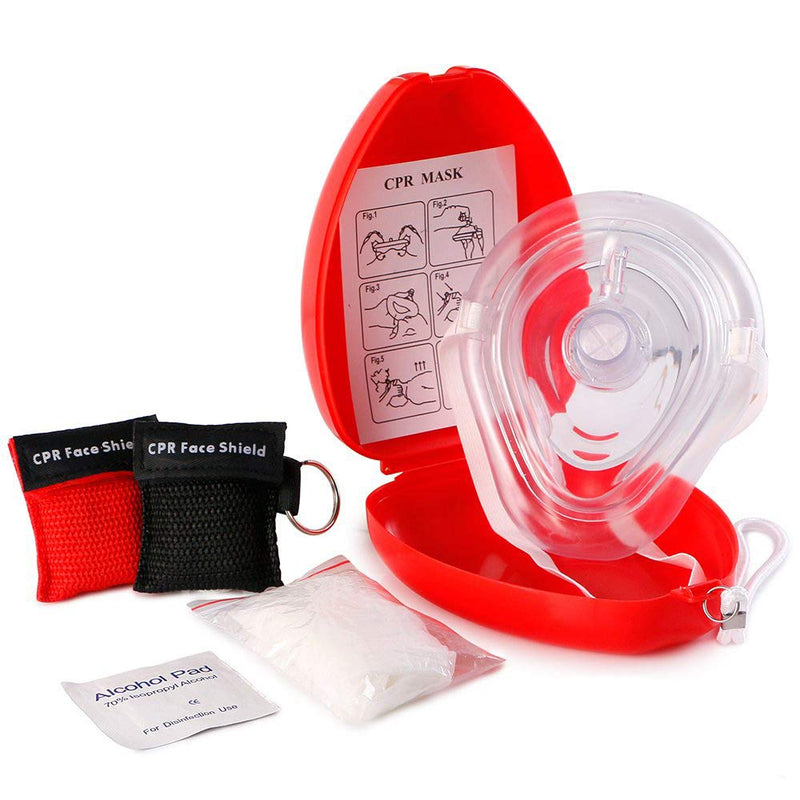 [Australia - AusPower] - ASA TECHMED Medical First Aid CPR Mask for Adult/Kids Pocket Resuscitator with One-Way Valve  Hard Case with Wrist Strap, Gloves, Wipes and 2 Keychain CPR Face Shield Approved 