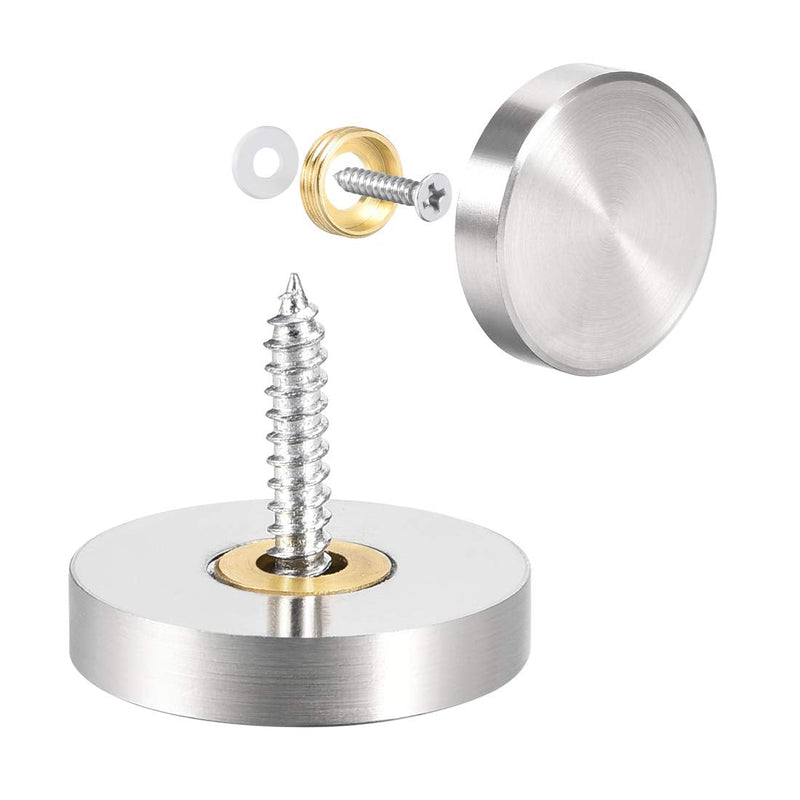 [Australia - AusPower] - uxcell Mirror Screws Decorative Caps Cover Nails Brushed Stainless Steel 25mm 4pcs 25 mm 
