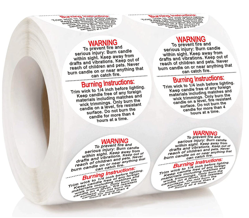 Candle Warning Labels 1.5 inch Candle Jar Container Stickers Candle Making Stickers Warning 500 Pcs Per Roll Waterproof Candle Safety Labels Sticker Decal for Soy Wax Candle Jars,Tins and Votives - NewNest Australia