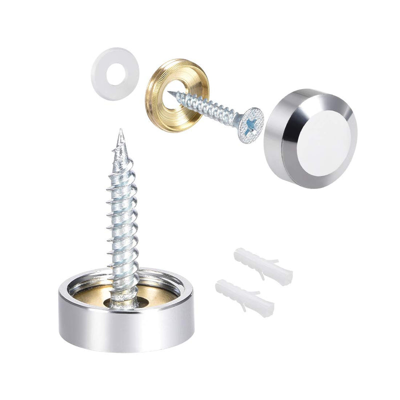 [Australia - AusPower] - uxcell Mirror Screws Decorative Cap Cover Nails Polished Stainless Steel 16mm 8pcs Silvery 