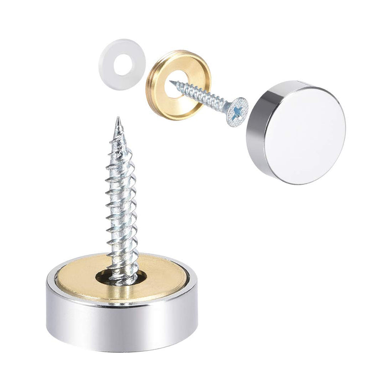 [Australia - AusPower] - uxcell Mirror Screws Decorative Caps Cover Nails Polished Stainless Steel 20mm 8pcs 20 mm 