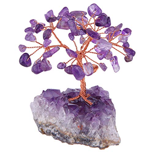 mookaitedecor Amethyst Crystal Tree with Amethyst Cluster Base #1-purple