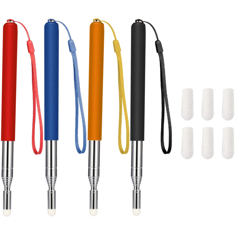 [Australia - AusPower] - 4 Pieces Retractable Pointer Telescopic Teacher Pointer for Classroom Teaching Whiteboard Pointer with Lanyards and 6 Pieces Extra Felt Nibs for Teachers Coach (39 Inches) 39 Inches 