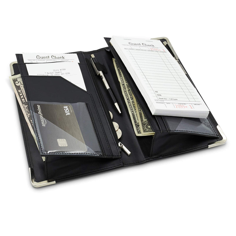 [Australia - AusPower] - Premium Server Book, Newly Improved Magnetic Bulk Pockets for 2022, 2 Pen Holders, Zipper Pocket, Firm Writing Surface Black Smooth 