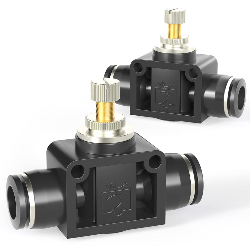 [Australia - AusPower] - TAILONZ PNEUMATIC SCF-1/4 Air Flow Control Valve with Push-to-Connect Fitting, in-Line Speed Controller Union Straight - 1/4 Inch Tube OD x 1/4 Inch Tube OD?Pack of 1? 1/4” OD Black 