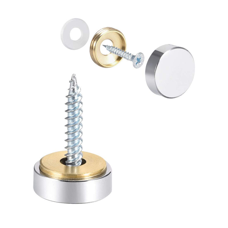 [Australia - AusPower] - uxcell Mirror Screws Decorative Caps Cover Nails Polished Stainless Steel 16mm 2pcs 